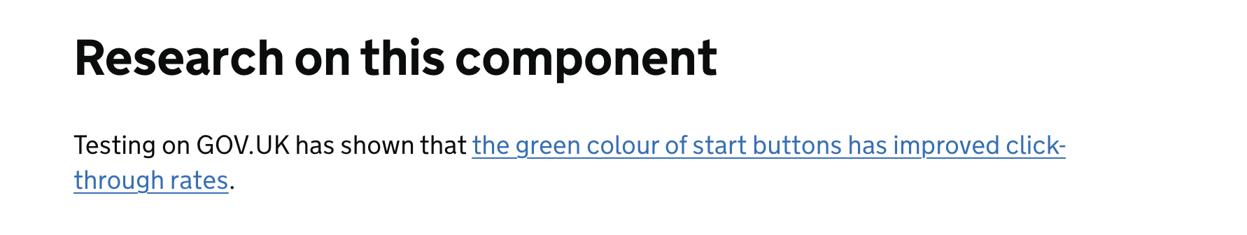 the button component only links to justification for the green colour of start buttons.
